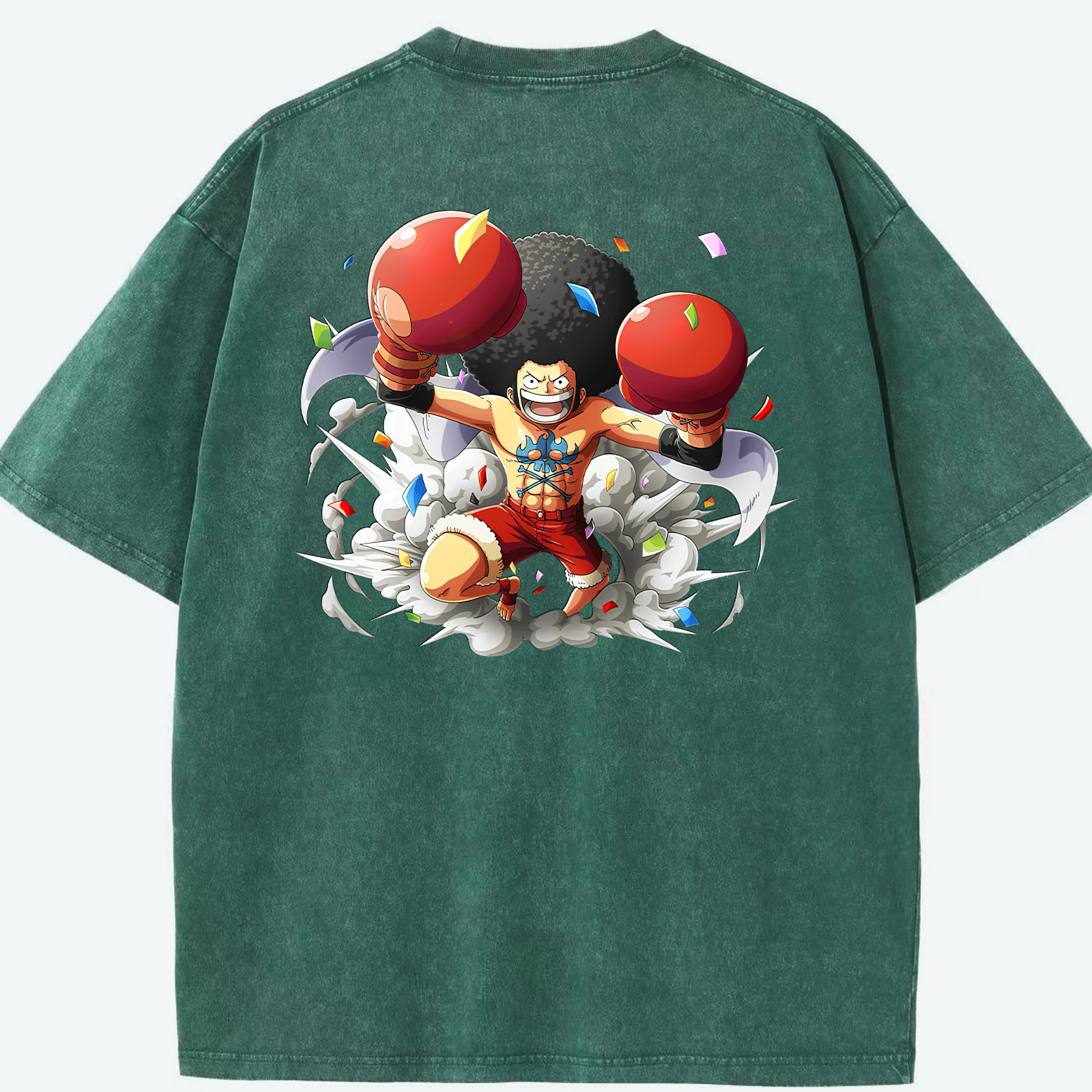 ワンピース モンキー・D・ルフィ ONE PIECE Monkey D. Luffy 綿100% ヴィンテージ風 半袖Tシャツ（背面プリント）